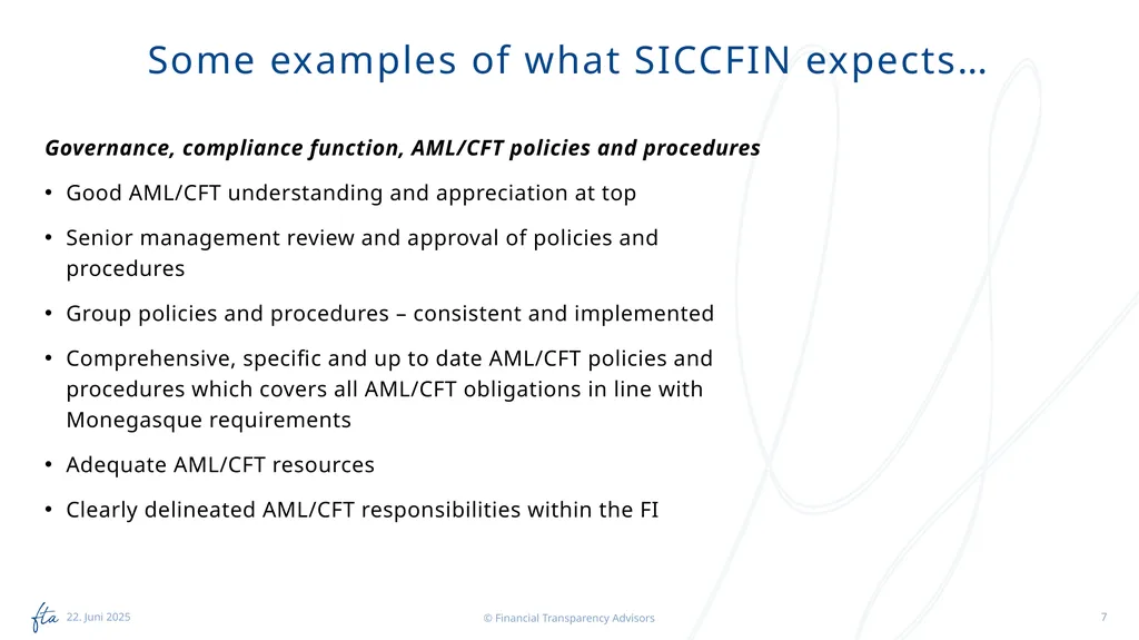 SICCFIN Supervisory Findings (FIs) 18 April 2023 - slide 7 of 22