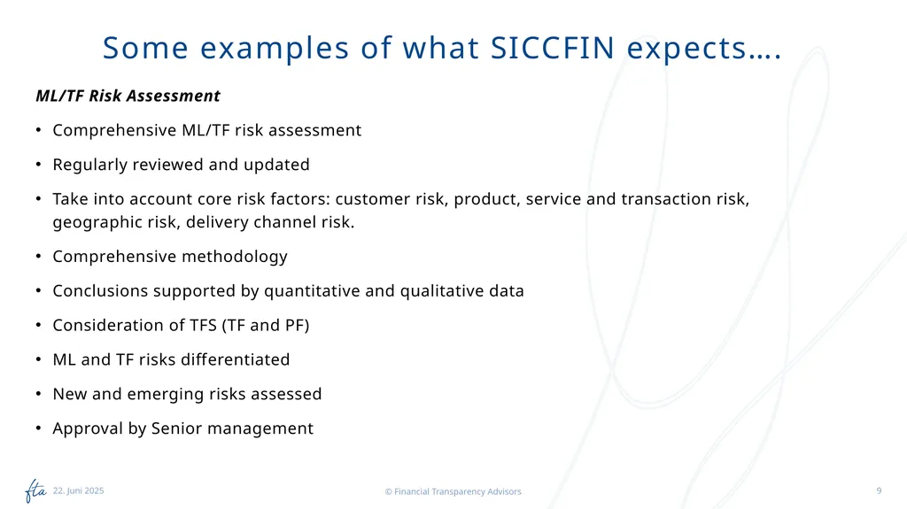 SICCFIN Supervisory Findings (FIs) 18 April 2023 - slide 9 of 22
