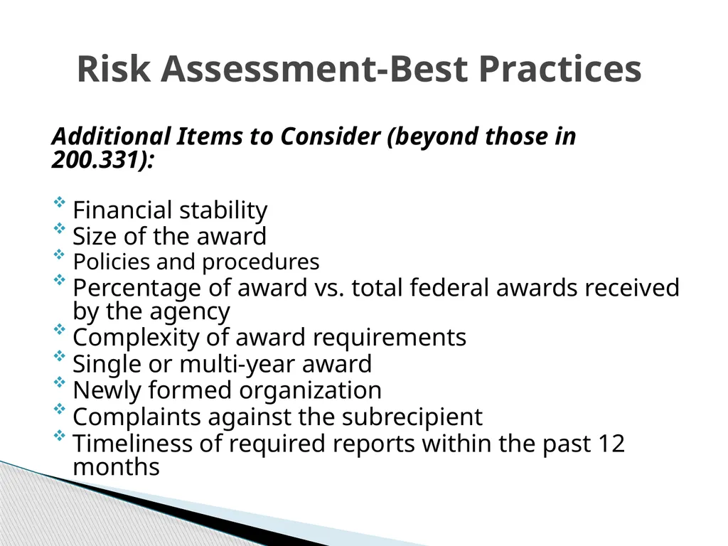 Uniform Grant Guidance Roundtable Risk Assessments - slide 19 of 22