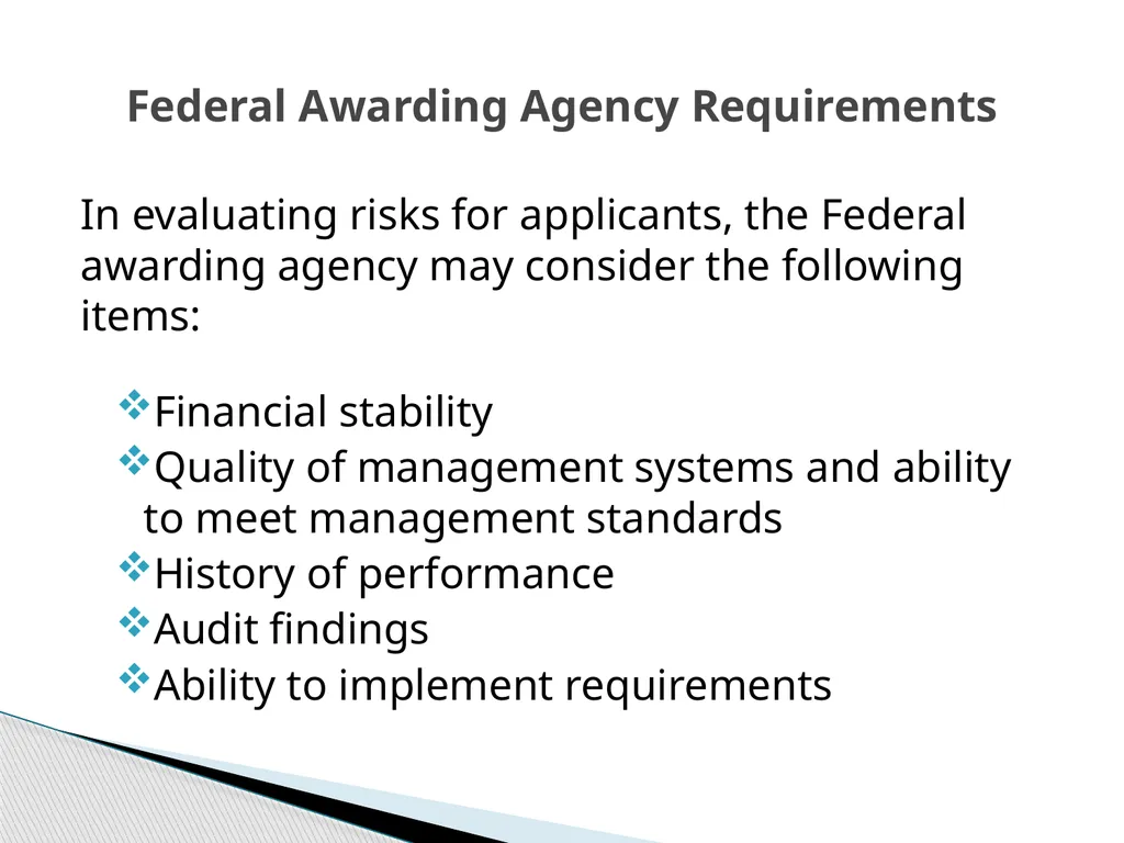 Uniform Grant Guidance Roundtable Risk Assessments - slide 8 of 22