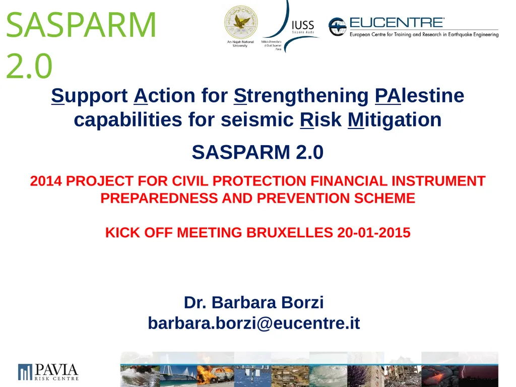 Dr. Barbara Borzi barbara.borzi@eucentre.it