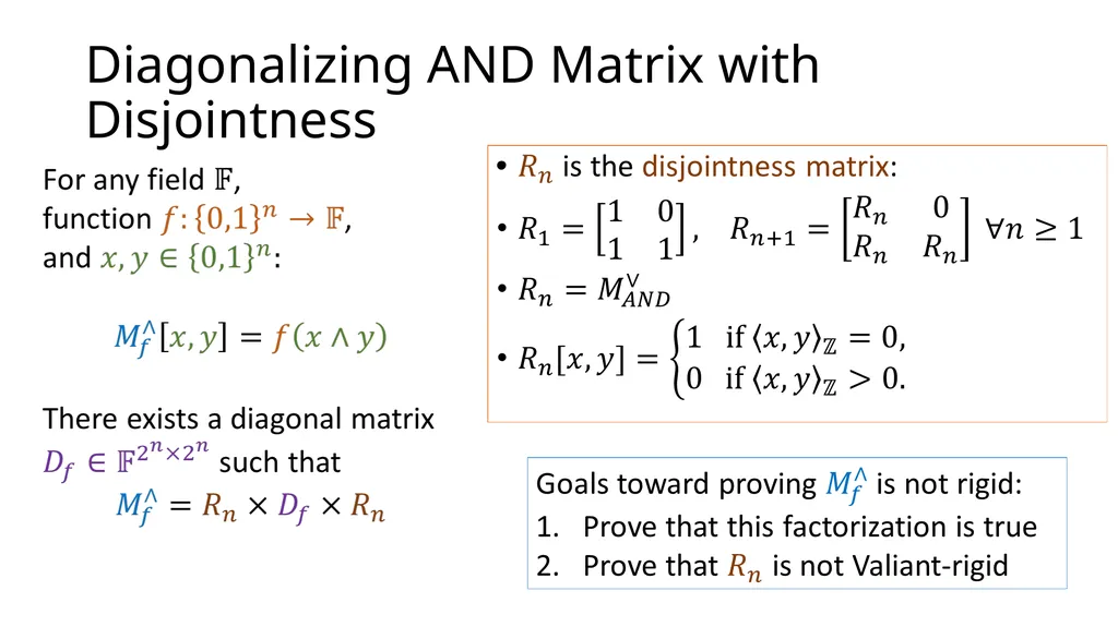 Tutorial on Matrix Rigidity Upper Bounds Josh - slide 10 of 22