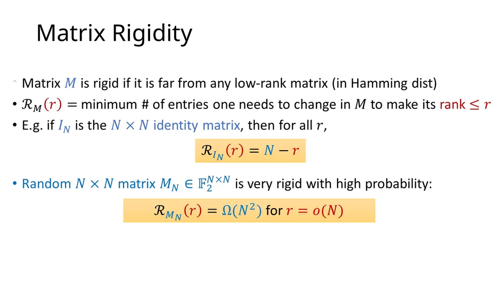 Tutorial on Matrix Rigidity Upper Bounds Josh - slide 2 of 22