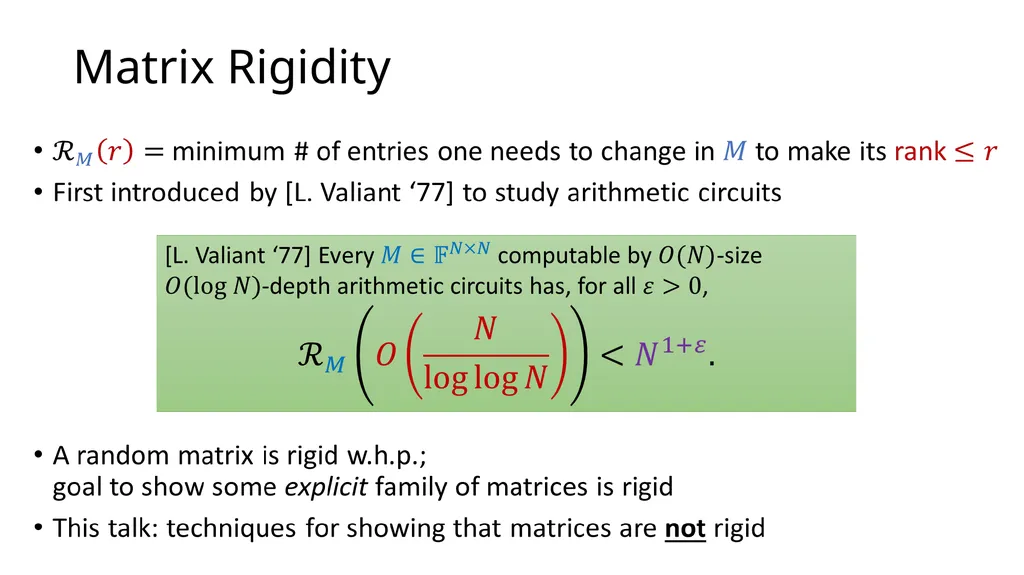 Tutorial on Matrix Rigidity Upper Bounds Josh - slide 3 of 22