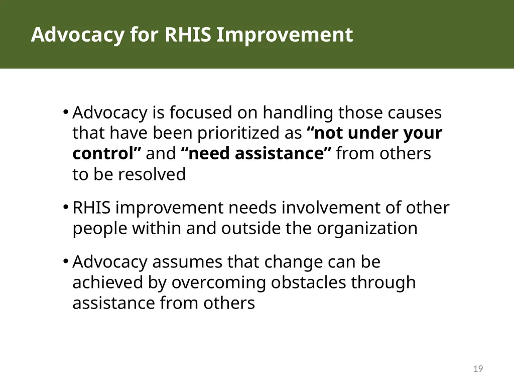 MODULE 10: RHIS Design and Reform SESSION 3. RHIS - slide 19 of 25