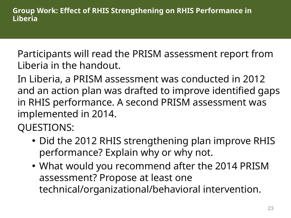 MODULE 10: RHIS Design and Reform SESSION 3. RHIS - slide 23 of 25