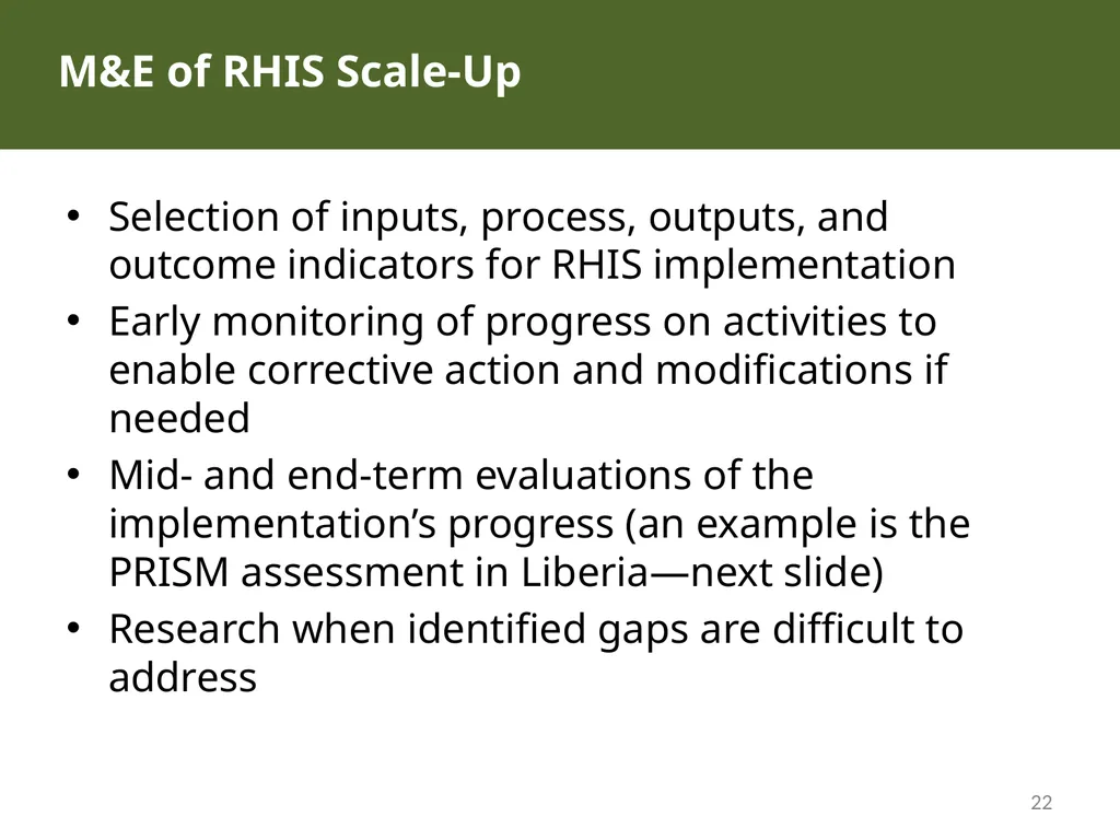 MODULE 10: RHIS Design and Reform SESSION 3. RHIS - slide 22 of 25