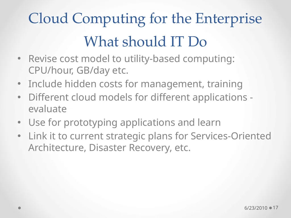 Cloud Programming Models 6/23/2010 1 The Context: - slide 17 of 19