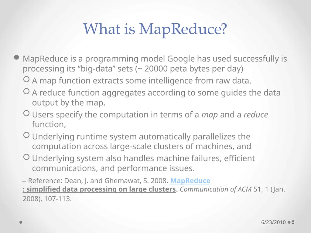 Cloud Programming Models 6/23/2010 1 The Context: - slide 8 of 19