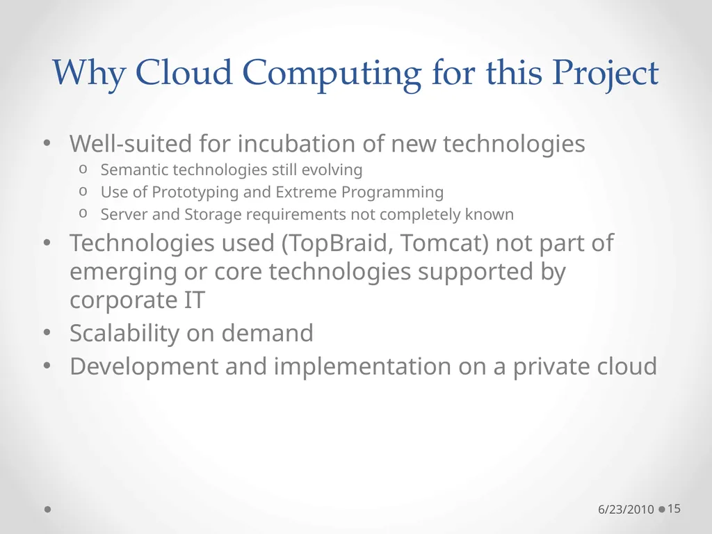Cloud Programming Models 6/23/2010 1 The Context: - slide 15 of 19