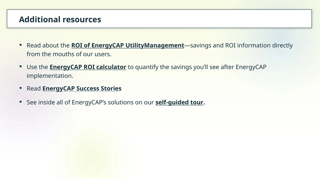 Proposal to secure funding for EnergyCAP software - slide 11 of 11