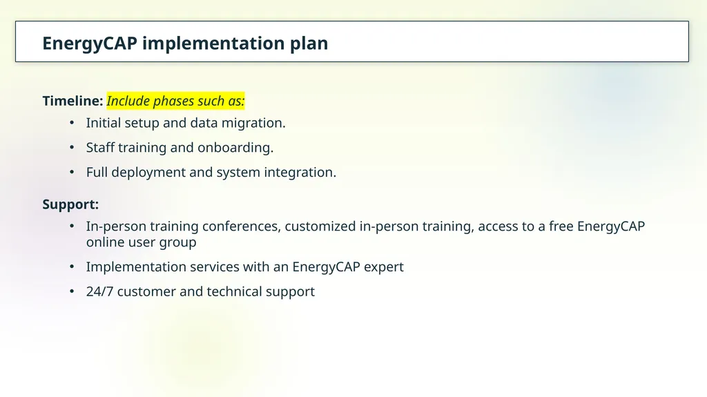 Proposal to secure funding for EnergyCAP software - slide 6 of 11