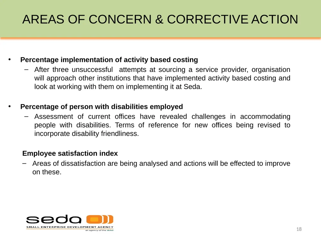 SEDA QUARTER 3 PERFORMANCE INFORMATION - slide 18 of 34