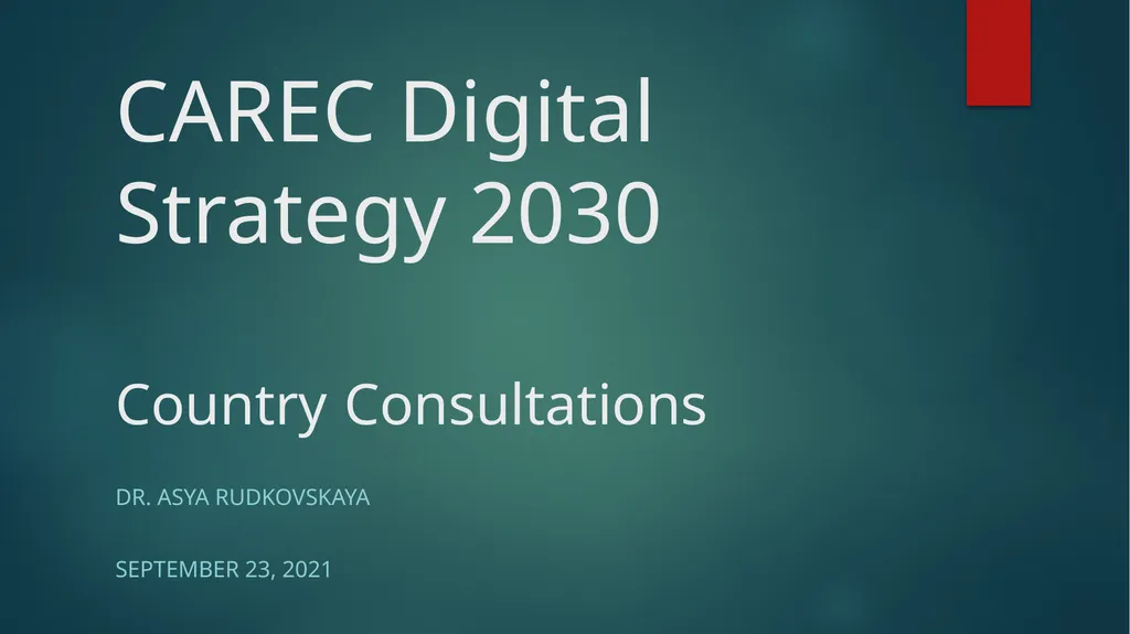 CAREC Digital Strategy 2030 Country Consultations