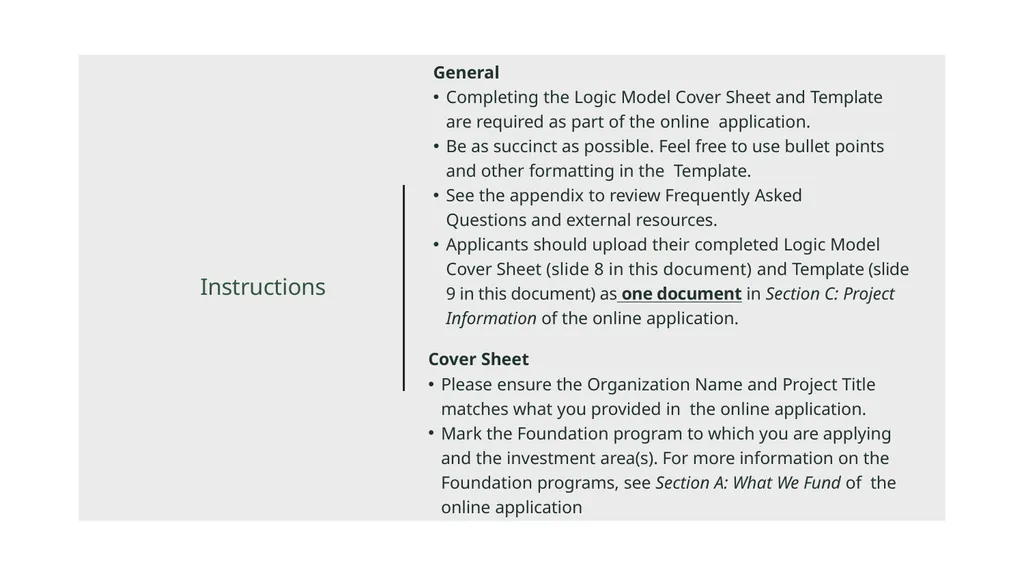Logic Model Template In this document, you will - slide 4 of 12