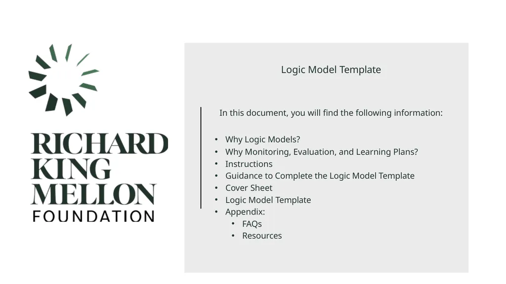 Logic Model Template In this document, you will - slide 1 of 12
