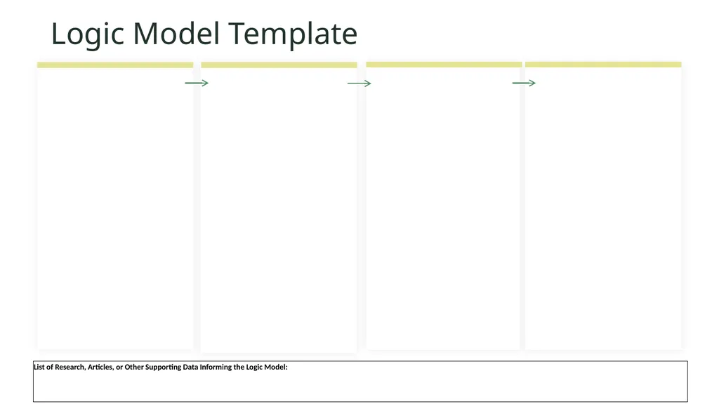 Logic Model Template In this document, you will - slide 9 of 12