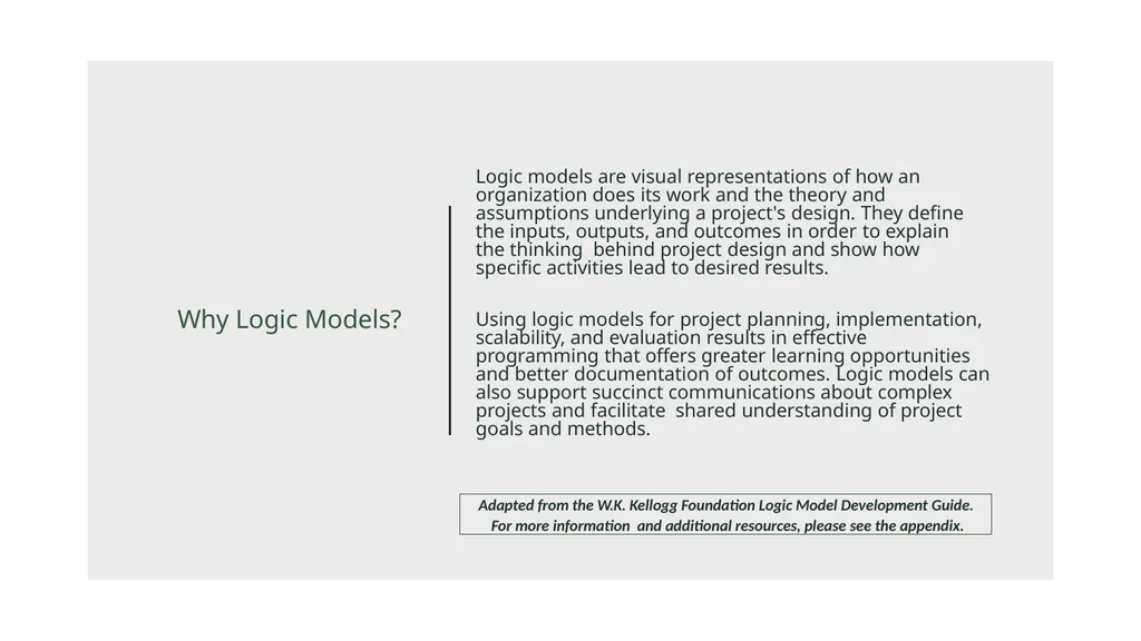 Logic Model Template In this document, you will - slide 2 of 12