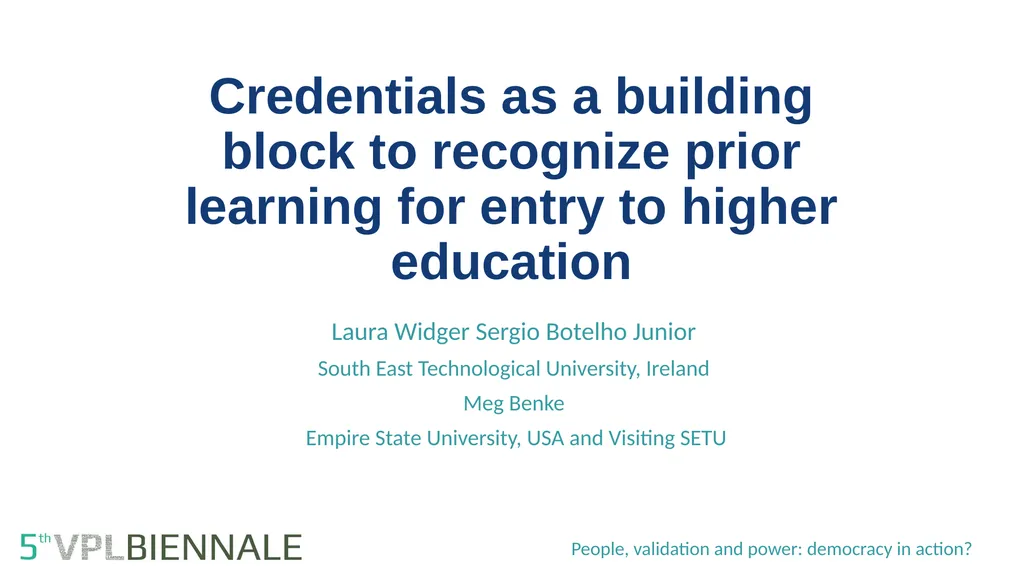 Credentials as a building block to recognize prior - slide 1 of 16