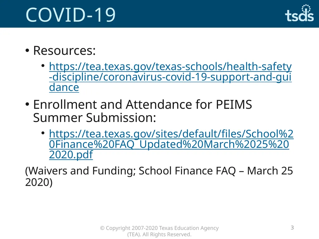 TSDS Spring Training Welcome March–April 2020 - slide 3 of 13