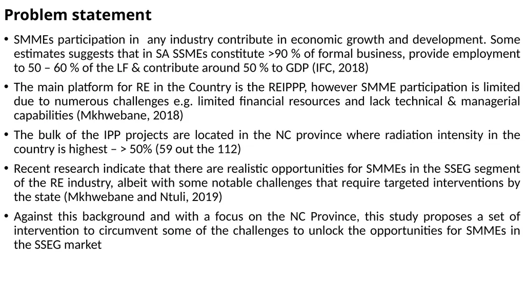 A Strategy for SMME Participation in the RE - slide 4 of 12