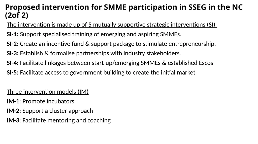 A Strategy for SMME Participation in the RE - slide 10 of 12