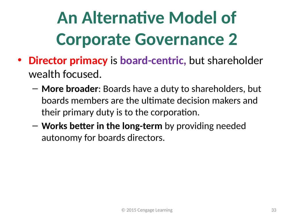 Key Topics Ch 3 & 4 © 2015 Cengage Learning - slide 33 of 35