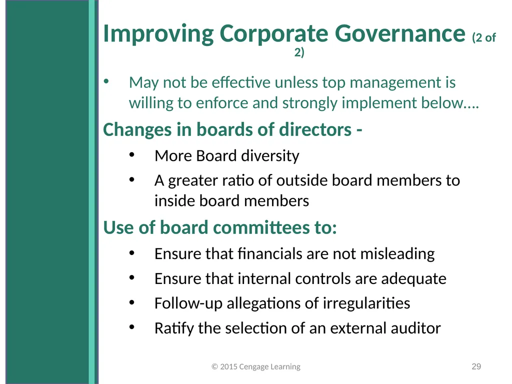 Key Topics Ch 3 & 4 © 2015 Cengage Learning - slide 29 of 35