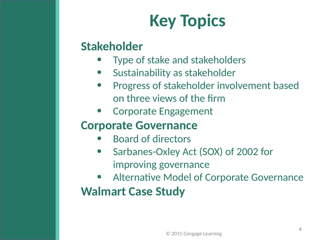 Key Topics Ch 3 & 4 © 2015 Cengage Learning - slide 4 of 35