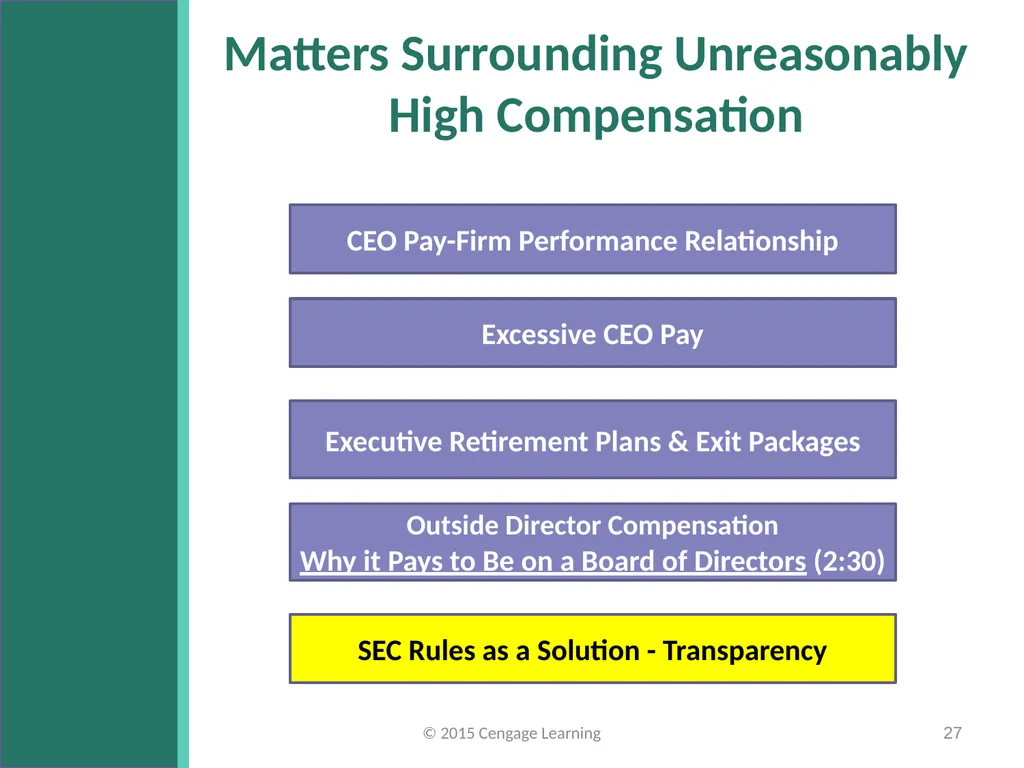 Key Topics Ch 3 & 4 © 2015 Cengage Learning - slide 27 of 35