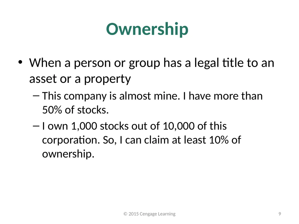 Key Topics Ch 3 & 4 © 2015 Cengage Learning - slide 9 of 35