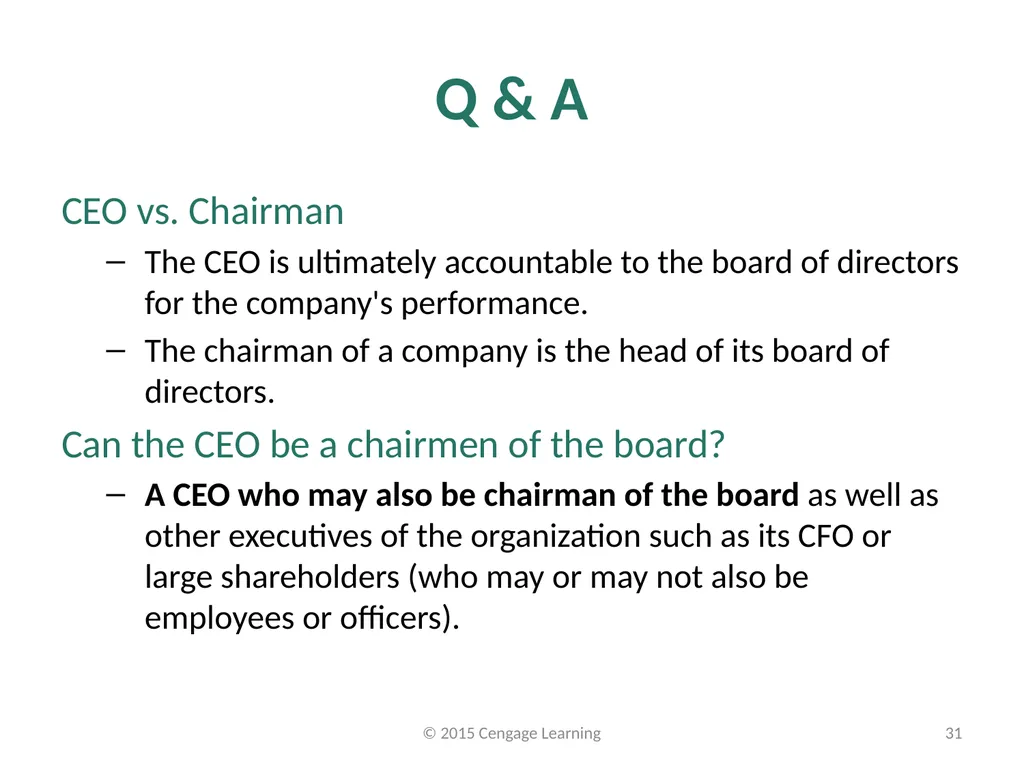 Key Topics Ch 3 & 4 © 2015 Cengage Learning - slide 31 of 35