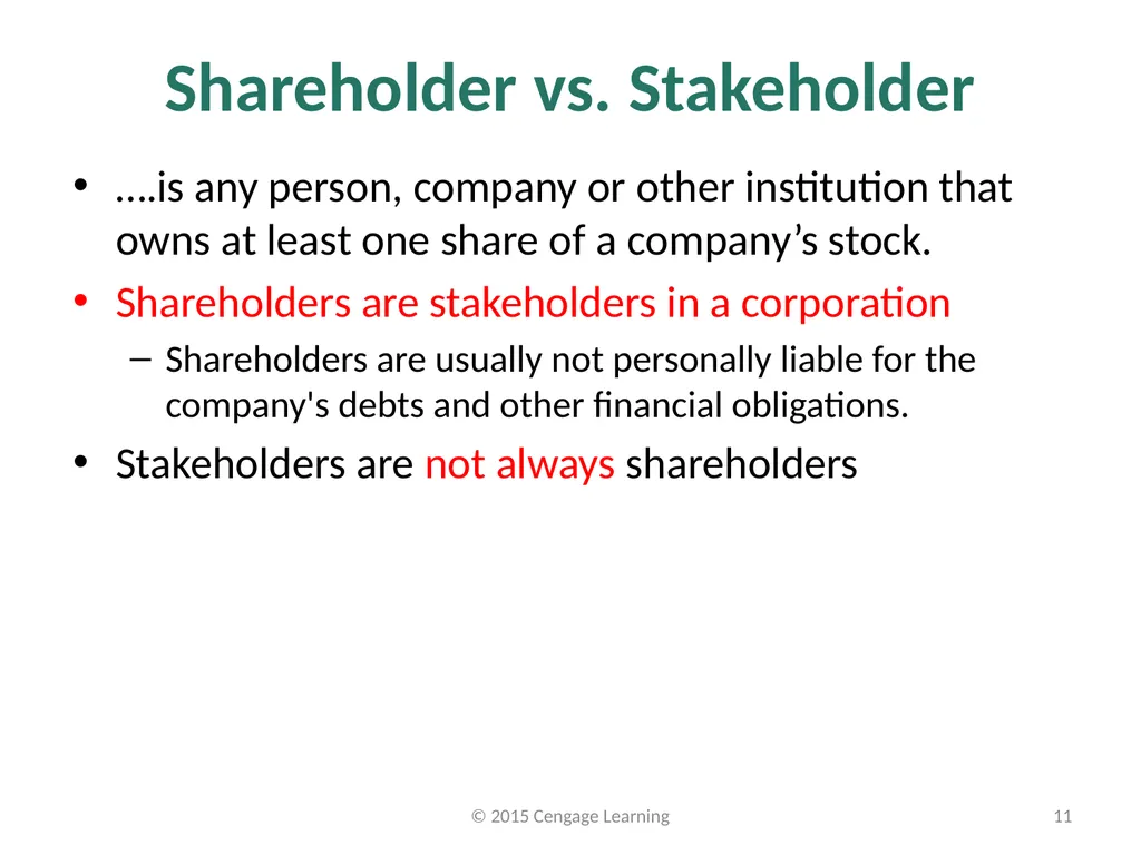 Key Topics Ch 3 & 4 © 2015 Cengage Learning - slide 11 of 35