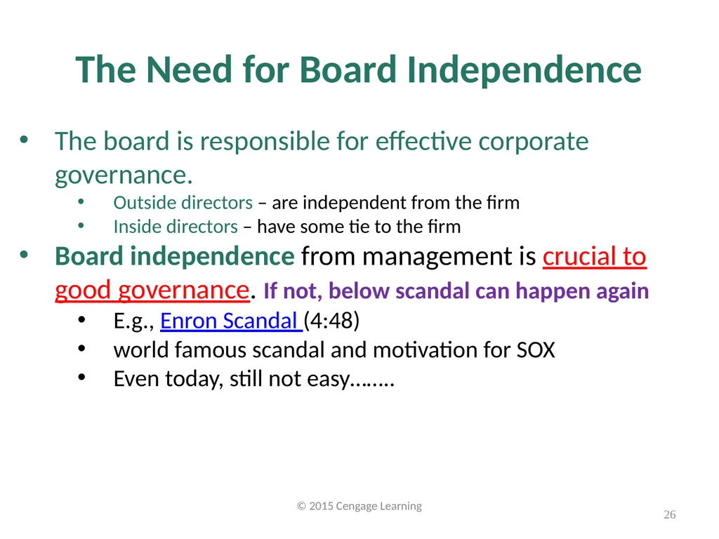 Key Topics Ch 3 & 4 © 2015 Cengage Learning - slide 26 of 35