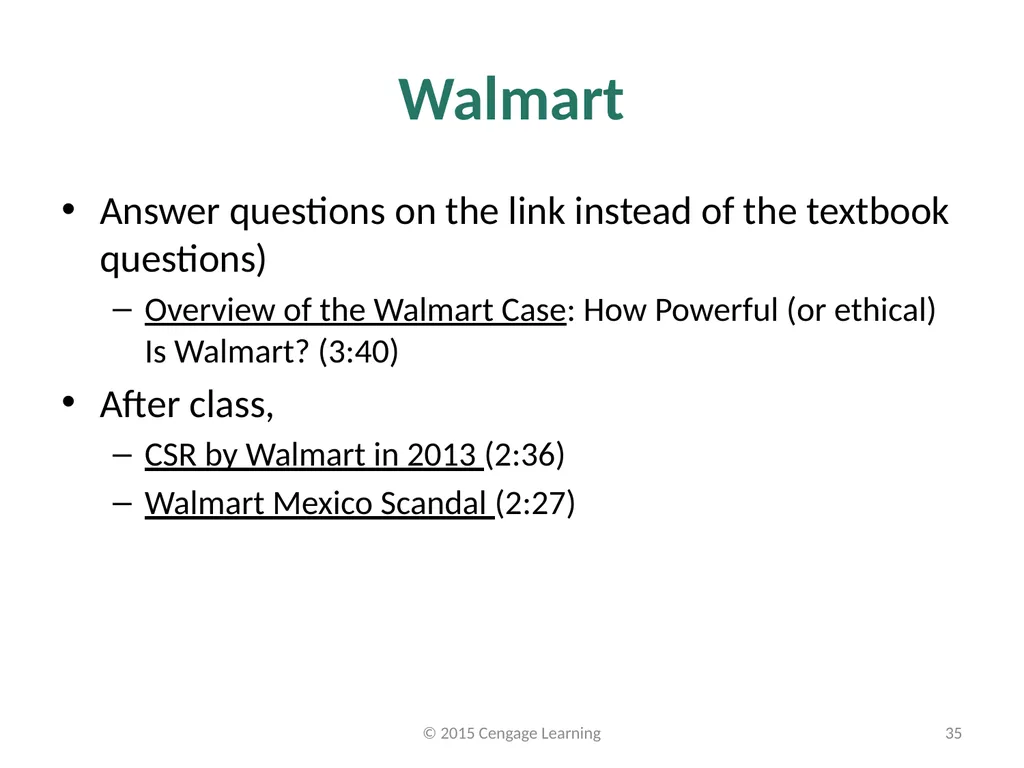 Key Topics Ch 3 & 4 © 2015 Cengage Learning - slide 35 of 35