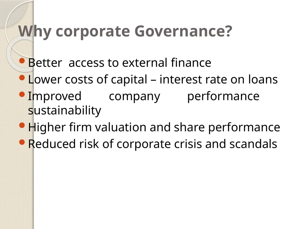 CORPORATE GOVERNANCE Corporate Governance - slide 4 of 30