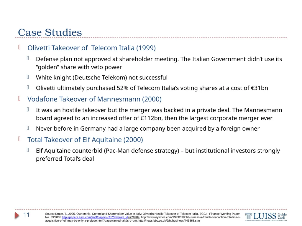 M&A and Investment Banking Lecture 4.1 – M&A - slide 11 of 33