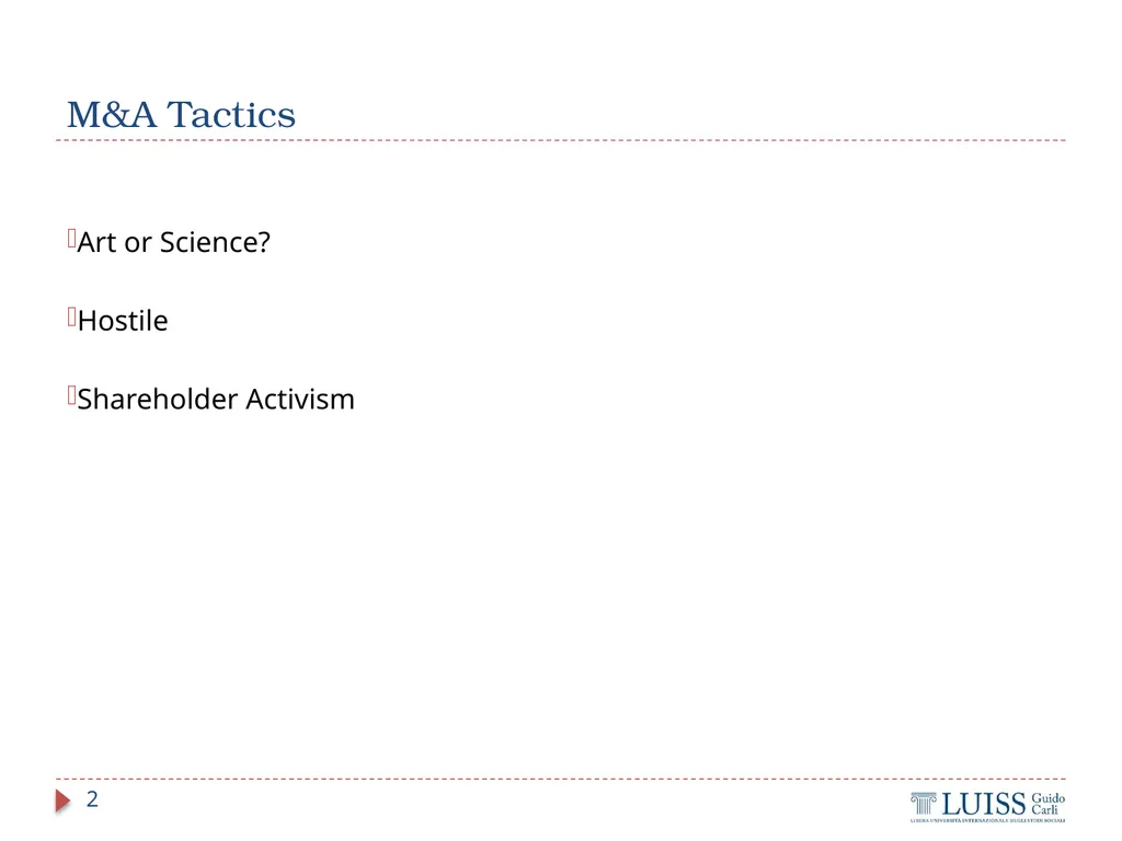 M&A and Investment Banking Lecture 4.1 – M&A - slide 2 of 33
