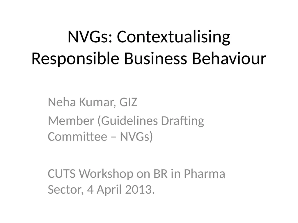 NVGs: Contextualising Responsible Business - slide 1 of 26