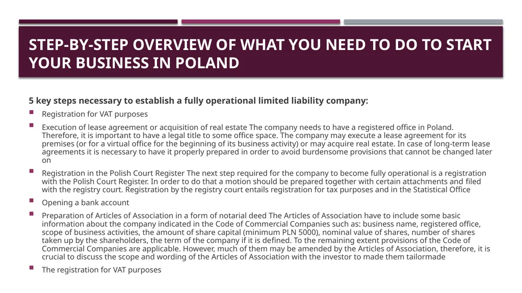 Business establishment BUSINESS IN poland Project - slide 3 of 21