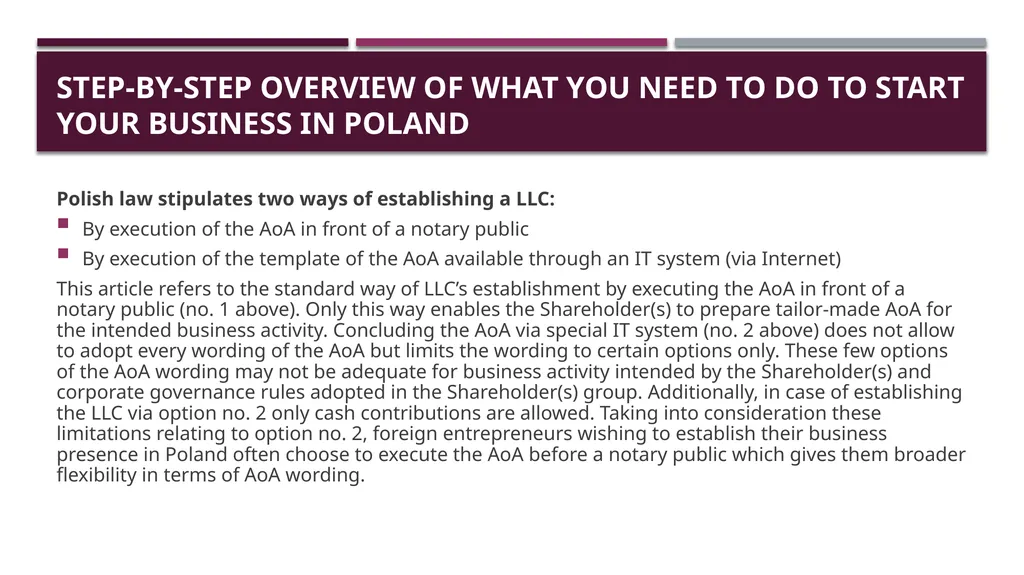 Business establishment BUSINESS IN poland Project - slide 4 of 21