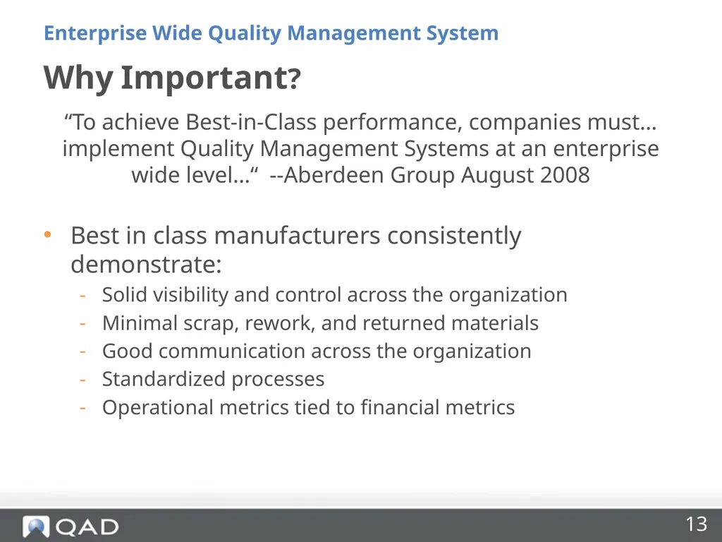 Enterprise Wide Quality Management Made Easy Riya - slide 13 of 27
