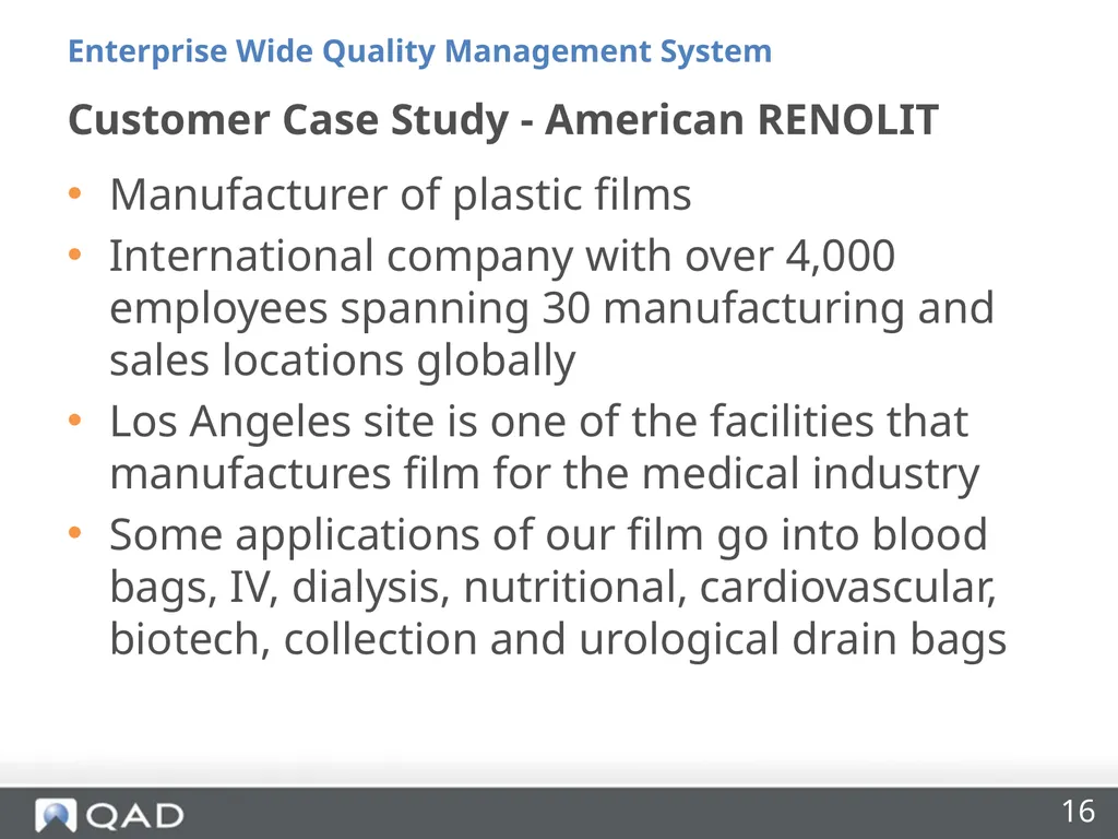 Enterprise Wide Quality Management Made Easy Riya - slide 16 of 27