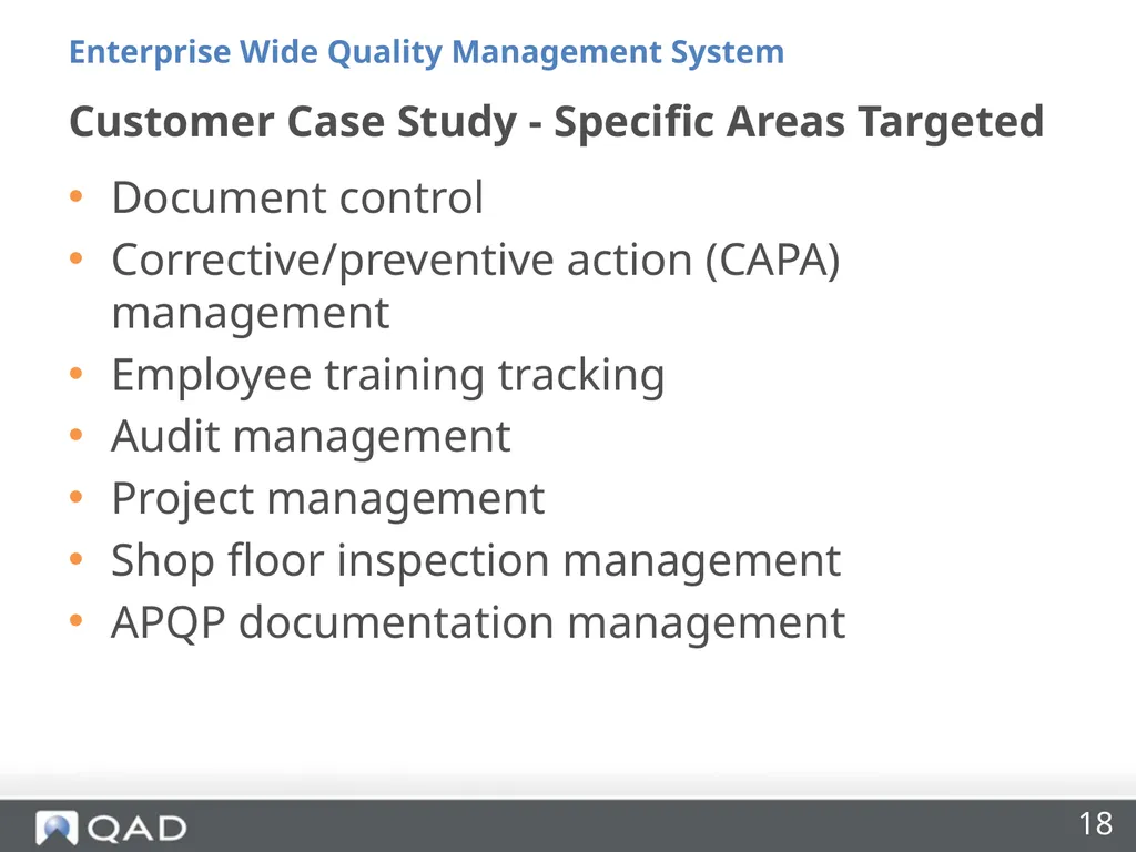 Enterprise Wide Quality Management Made Easy Riya - slide 18 of 27