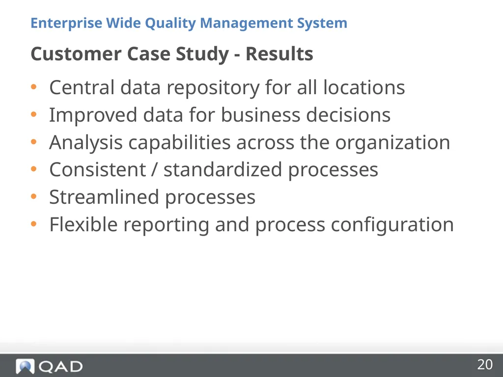 Enterprise Wide Quality Management Made Easy Riya - slide 20 of 27