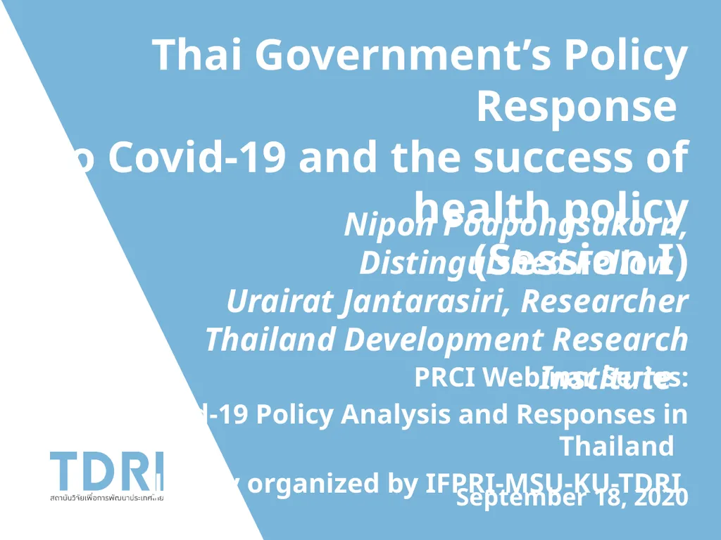 Thai Government’s Policy Response to Covid-19 and