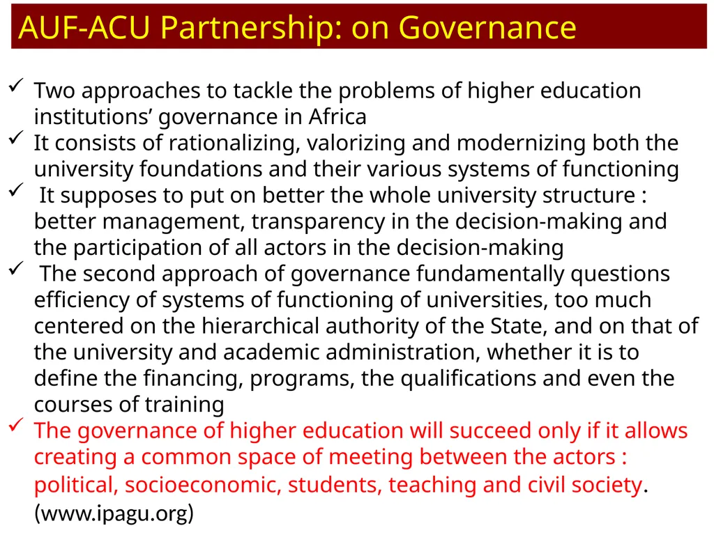 AAU Workshop: Governance of Universities Accra, - slide 39 of 58
