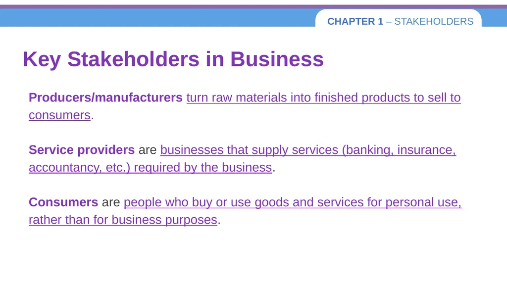 Chapter 1 – Stakeholders 1.1 Introduction to - slide 10 of 73