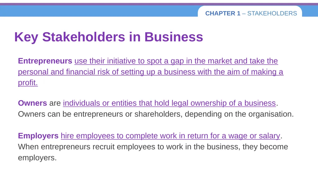 Chapter 1 – Stakeholders 1.1 Introduction to - slide 7 of 73