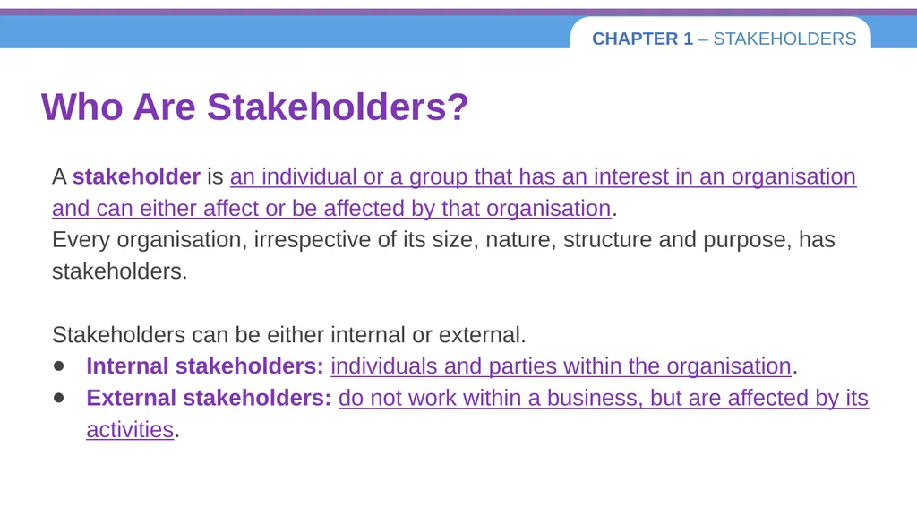 Chapter 1 – Stakeholders 1.1 Introduction to - slide 4 of 73